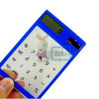 Clear Transparent Solar Touch Screen Slim Calculator Blue  