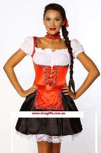 Womens Oktoberfest/German Beer Maid Costume Red/Black EXP POST  