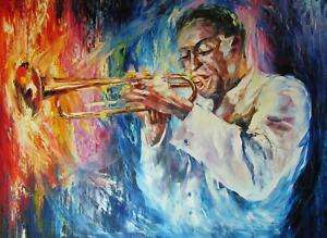Louis Armstrong Original Signed Painting Canvas SALE  