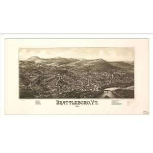  Historic Brattleboro, Vermont, c. 1886 (M) Panoramic Map 