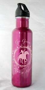 Fuchsia Pink Stainless Horse Rider Sports Water Bottle  