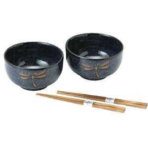pc Japanese rice soup bowl set with chopsticks  Kitchen 