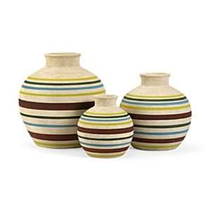   Matte Terracotta Jarreth Stripe Table Top Vases