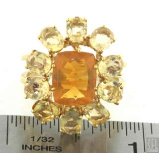 18K GOLD 8.0CTW MEXICAN FIRE OPAL/CITRINE CLUSTER COCKTAIL RING SIZE 7 