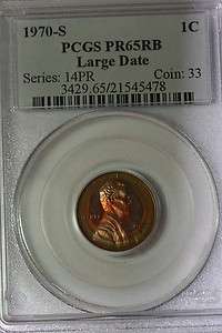   Toned Large Date 1970 S Lincoln Memorial Small Cent PCGS Slab PR65 RB