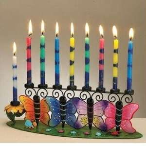  Butterfly Hand Crafted Metal Menorah