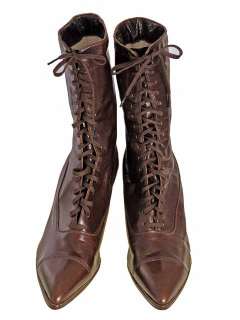 Vintage Ladies High Lace Boots Cherry Brown NWOT 1919 Size 4  
