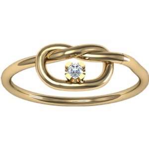  14K Yellow Gold Diamond Love Knot Ring   0.03 Ct.: Jewelry