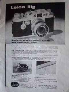 1957 LEICA lllg Camera Full Page Ad  