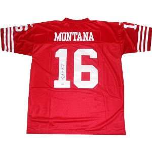 com Joe Montana Autographed Replica Red 49ers Jersey Sports Football 