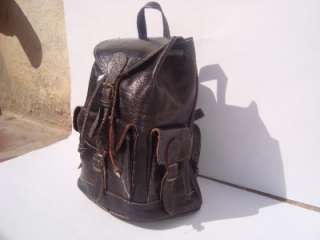 Moroccan Leather Backpack Rucksack back bag soulder vintage purse 