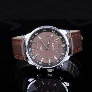 Classic Leather Band Quartz Wrist Watch Timer Bracelet  