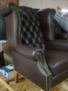 CHESTERFIELD WING BACK CHAIR 100% GENUINE LEATHER  