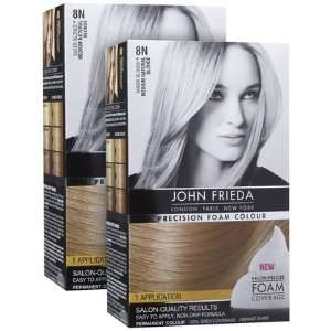 John Frieda Precision Foam Hair Colour, Medium Natural Blonde 8N, 2 ct 