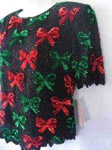 NWT Vtg? Designer Laurence Kazar Black Silk Beaded Holiday Xmas Formal 