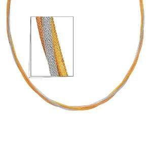 14K 3 Tri color Gold 5mm Meshed Omega Necklace with Lobster Claw Clasp 