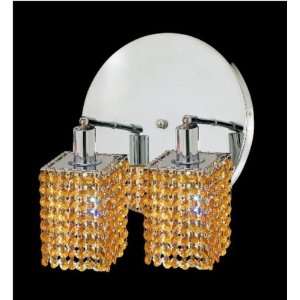 Mini 2 Light Round Canopy Square Wall Sconce in Chrome Crystal Color 
