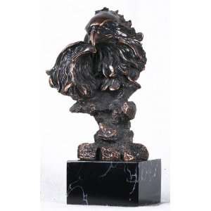  10.5 inch Bronzed Bust Of 2 Bald Eagle Heads On Obsidian 