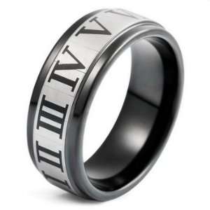  NUMBER BLACK Stainless Steel MEN Ring Band Size 12 
