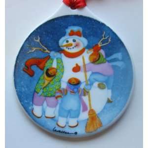  Barbara Lavalle Alaska Snowman Hanging Ceramic Christmas 