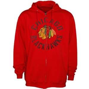   Chicago Blackhawks Red All Around Full Zip Hoody Sweatshirt Sports