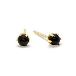   Lab Created Onyx Stud Earrings in 14K Gold 3mm STUD EARRINGS Jewelry