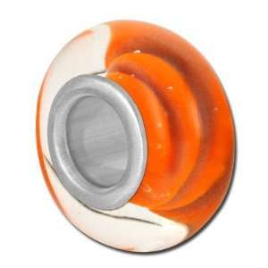  15mm Orange Boro Glass Large Hole Sterling Silver Core 