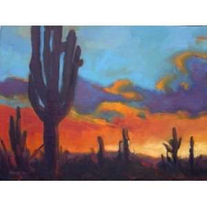  Desert Sunset, Original Painting, Home Decor Artwork 