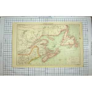  BACON MAP 1894 CANADA NEWFOUNDLAND NOVA SCOTIA AVALON 