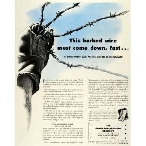  1944 Ad Standard Register Co Dayton OH Barbed Wire Control 