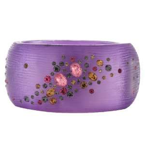  Resin Bracelet Bangle With Multi Color Pave Crystals 1 1/2 
