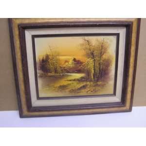  Oil PaintingCountry River landscape framed and matted 