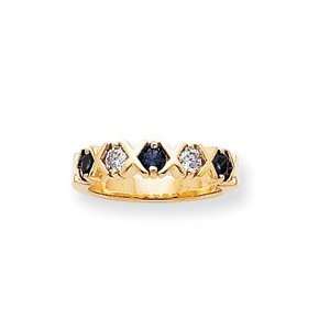  14k 3.5mm Sapphire Diamond anniversary Band Ring   Size 6 