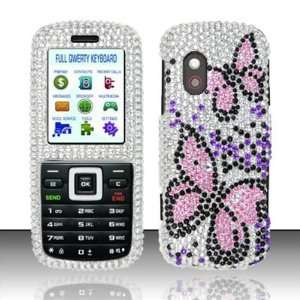 SILVER BUTTERFLY Hard Plastic Rhinestone Design Cover Bling Case for 