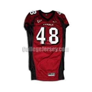   Maroon No. 48 Game Used Temple Nike Football Jersey