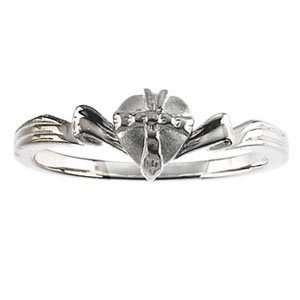  Gift Wrapped Heart Chastity Ring with Box   14kt White 