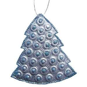  Silver Blue Iridescent Christmas Tree Ornament #H2680 