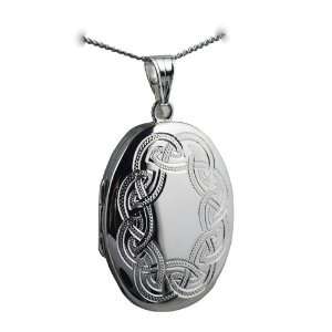 British Jewellery Workshops Silver 35x26mm engraved Celtic design oval 
