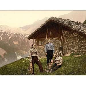 Vintage Travel Poster   Champery a woman of Champery Valais Alps of 