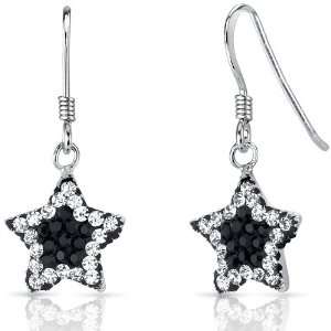  Star Power Sterling Silver Rhodium Finish Star Shaped Earrings 
