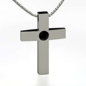  Modern Cross Pendant, Round Black Onyx Platinum Necklace Jewelry