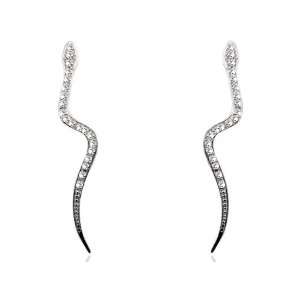    9ct White Gold Diamond (0.19ct) Snake Drop Earrings: Jewelry
