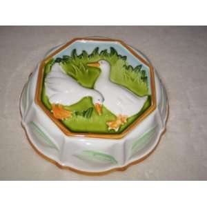   Painted Porcelain  Geese ~ Ducks  Food Mold Japan 