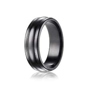  Ring Black Titanium 7.5mm Comfort Fit High Polished Design Ring 
