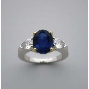   Genuine Natural Blue Sapphire, And Pear Shape CZ Christophe Jewelry