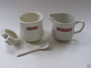 Porcelain China Cream Sugar Set Just For You w/Spoon  