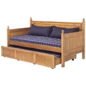  Casey Honey Maple Wood Twin Trundle Daybed