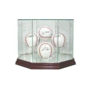 New 4 Ball Quad Glass Baseball Display Case MLB  