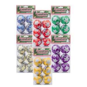  Balls 6 Piece Glitter Design PVC Box w/Holder Case Pack 48 