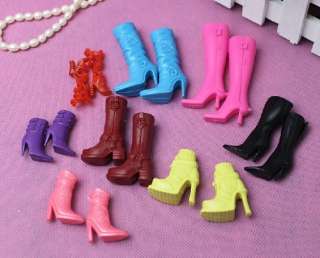 New 8 Pairs Barbie Doll High Heeled Boots Shoes  